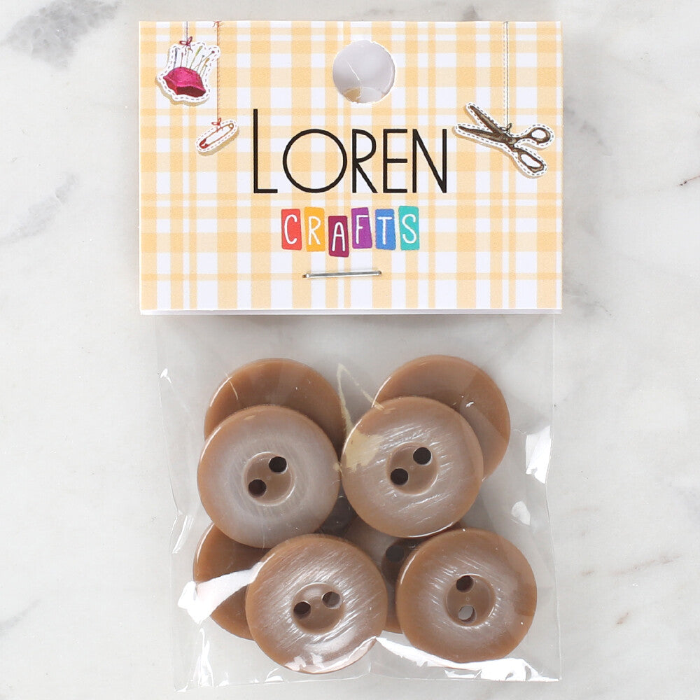 Loren Crafts 8'li Düğme Kahverengi - 1150